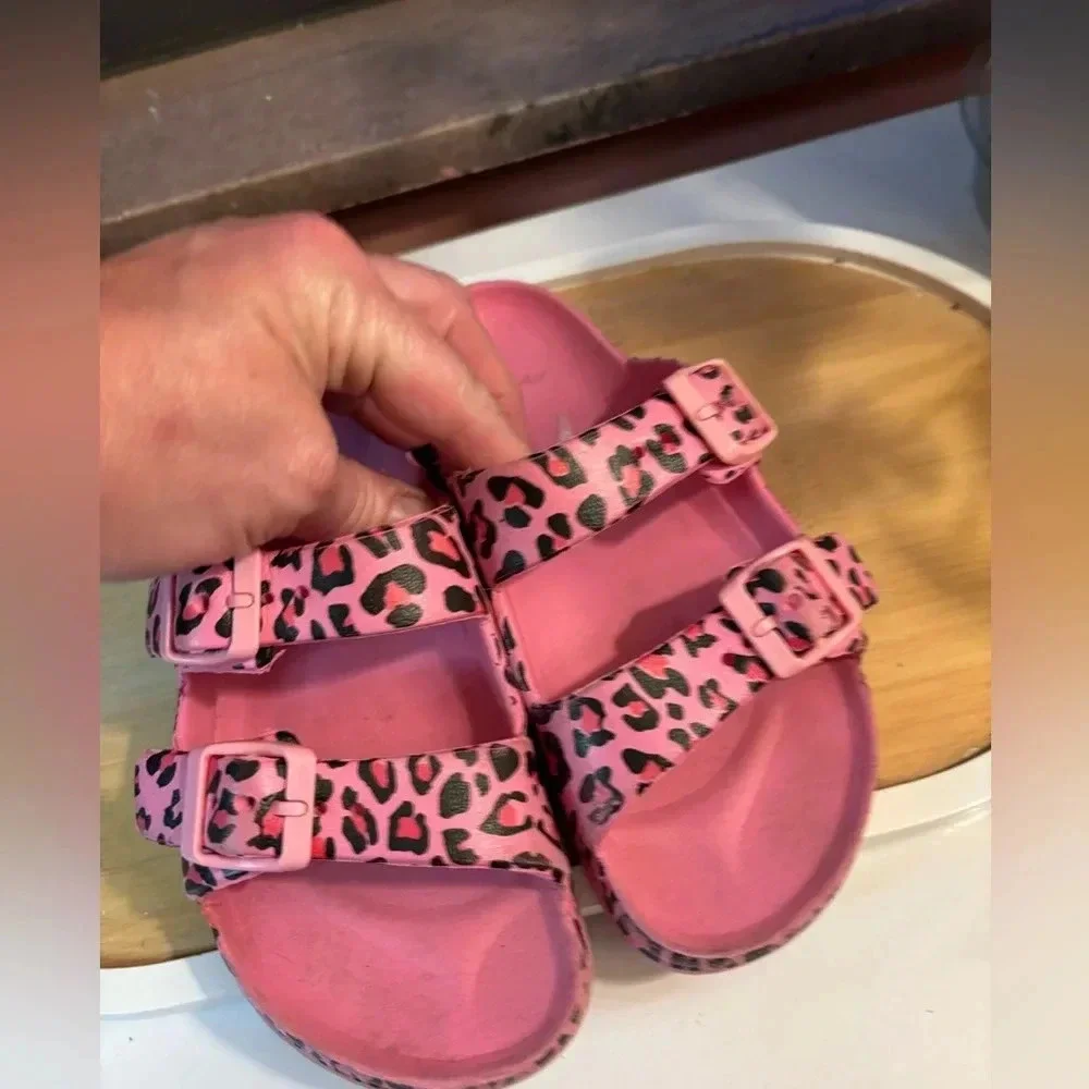 Big Girls Sandals 13-1 pink leopard